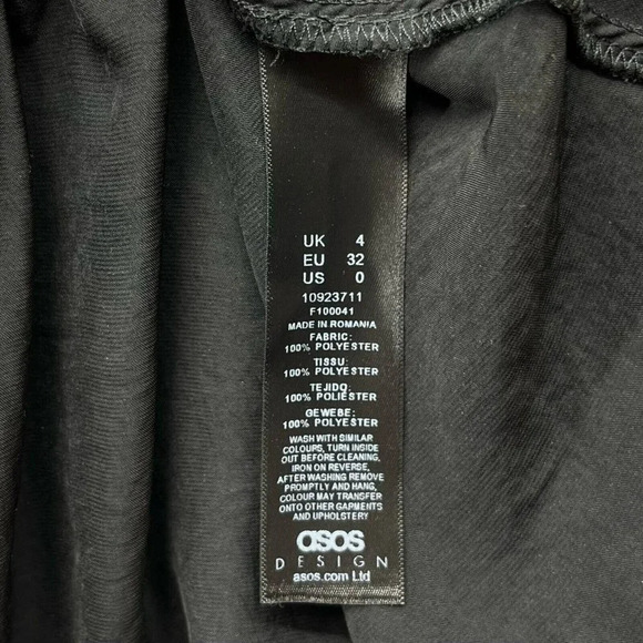 ASOS Blouse Womens 0 Black V Neck Peplum Elastic Back Waist Long Sleeve Pullover - Picture 9 of 12